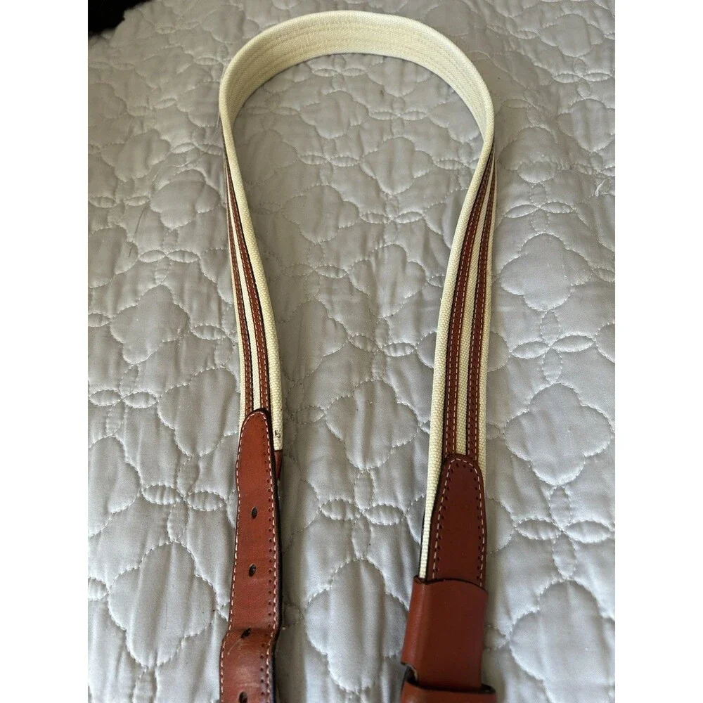 Nike Golf men’s two-tone brown leather and beige canvas belt size 36